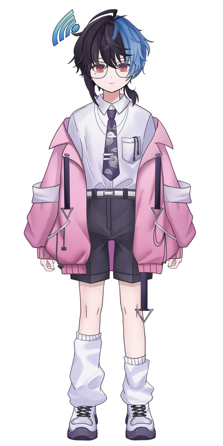 ピンクの衣装を着た男性VTuberモデル